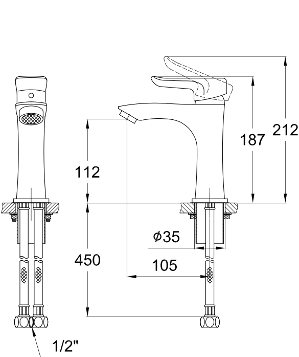Vòi chậu nóng lạnh 1 lỗ BNN 1847