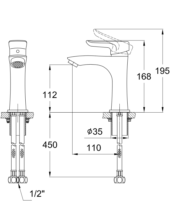 Vòi chậu nóng lạnh 1 lỗ BNN 1867