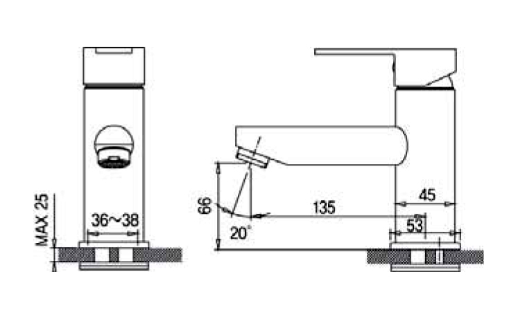 Vòi lavabo nóng lạnh 1 lỗ AM 5001N