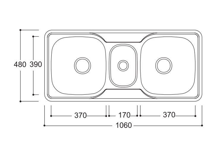 Chậu rửa 3 hố dương vành AM 106 D