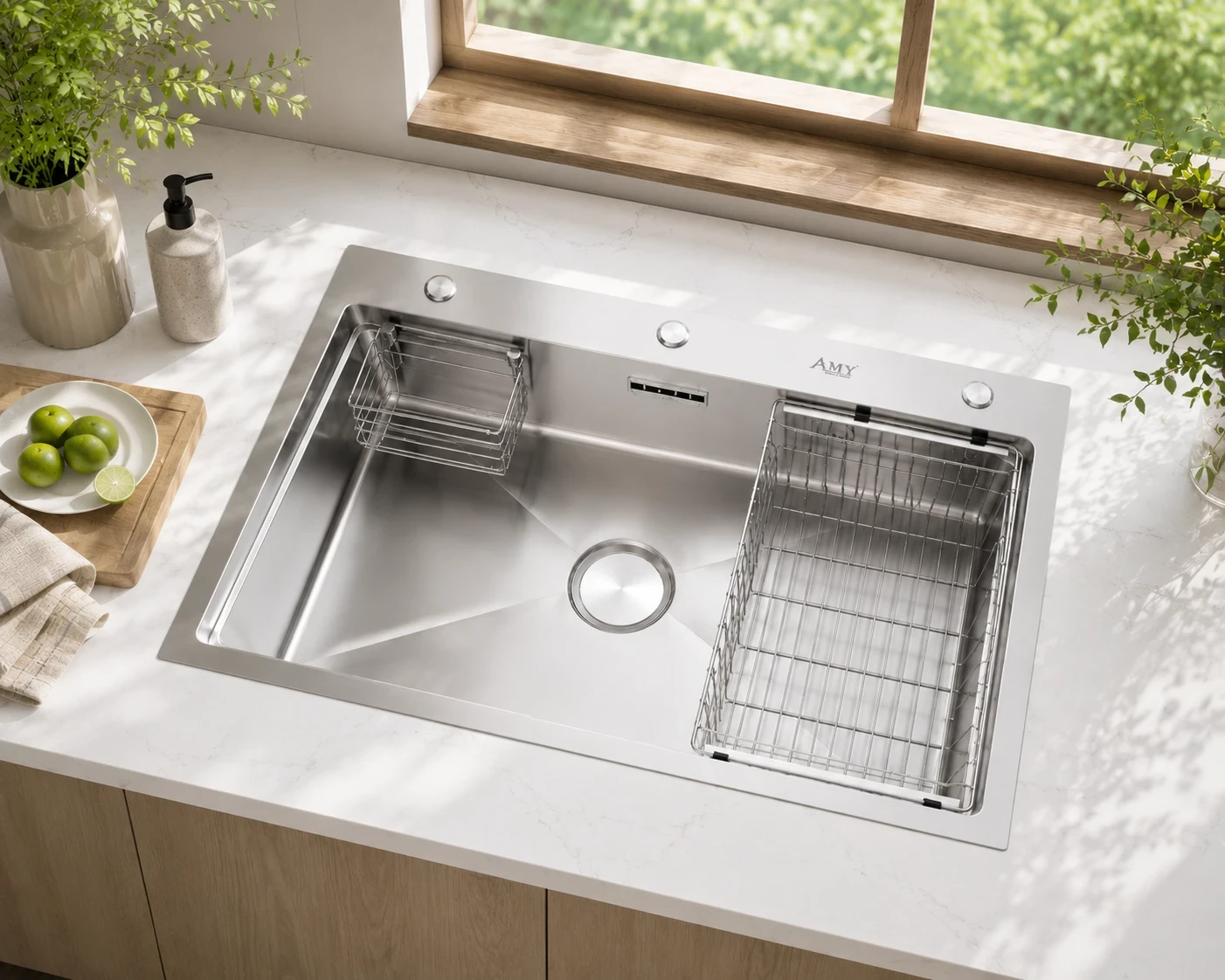 Chậu rửa Inox 1 hố đại AM 8270B